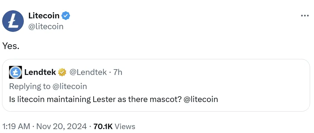 莱特币或将保留 Lester 为其吉祥物