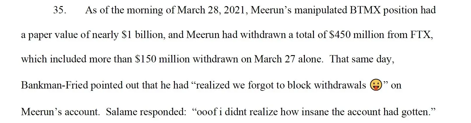 A loophole was exploited three times, and Meerun stole 1.2 billion dollars from FTX