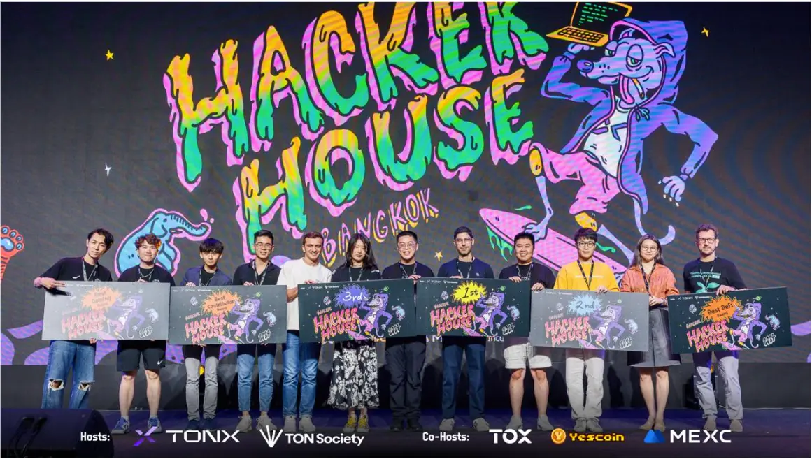 The TON Hacker House in Bangkok has successfully concluded, with TONX collaborating with 300 global developers to create 70 innovative projects