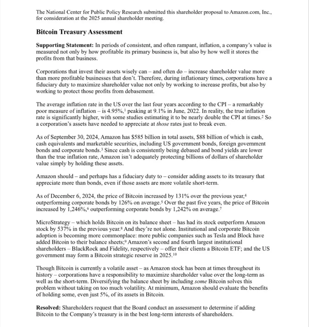 Amazon proposed to establish a Bitcoin treasury, Microsoft is about to vote on whether large companies will favor using Bitcoin to hedge against inflation?