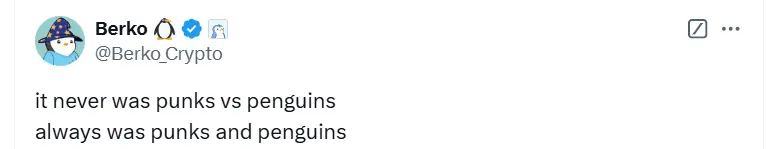 Pudgy Penguins 社区主管发文暗示无意与 CryptoPunks 竞争