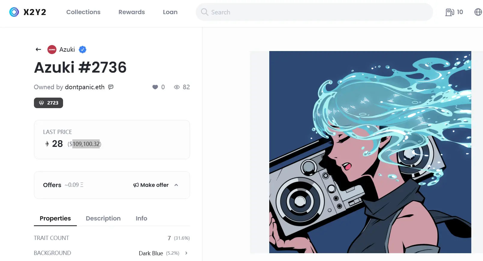 데이터: Azuki #2736이 28 ETH 가격에 거래되었으며, 가치는 10만 달러를 초과합니다