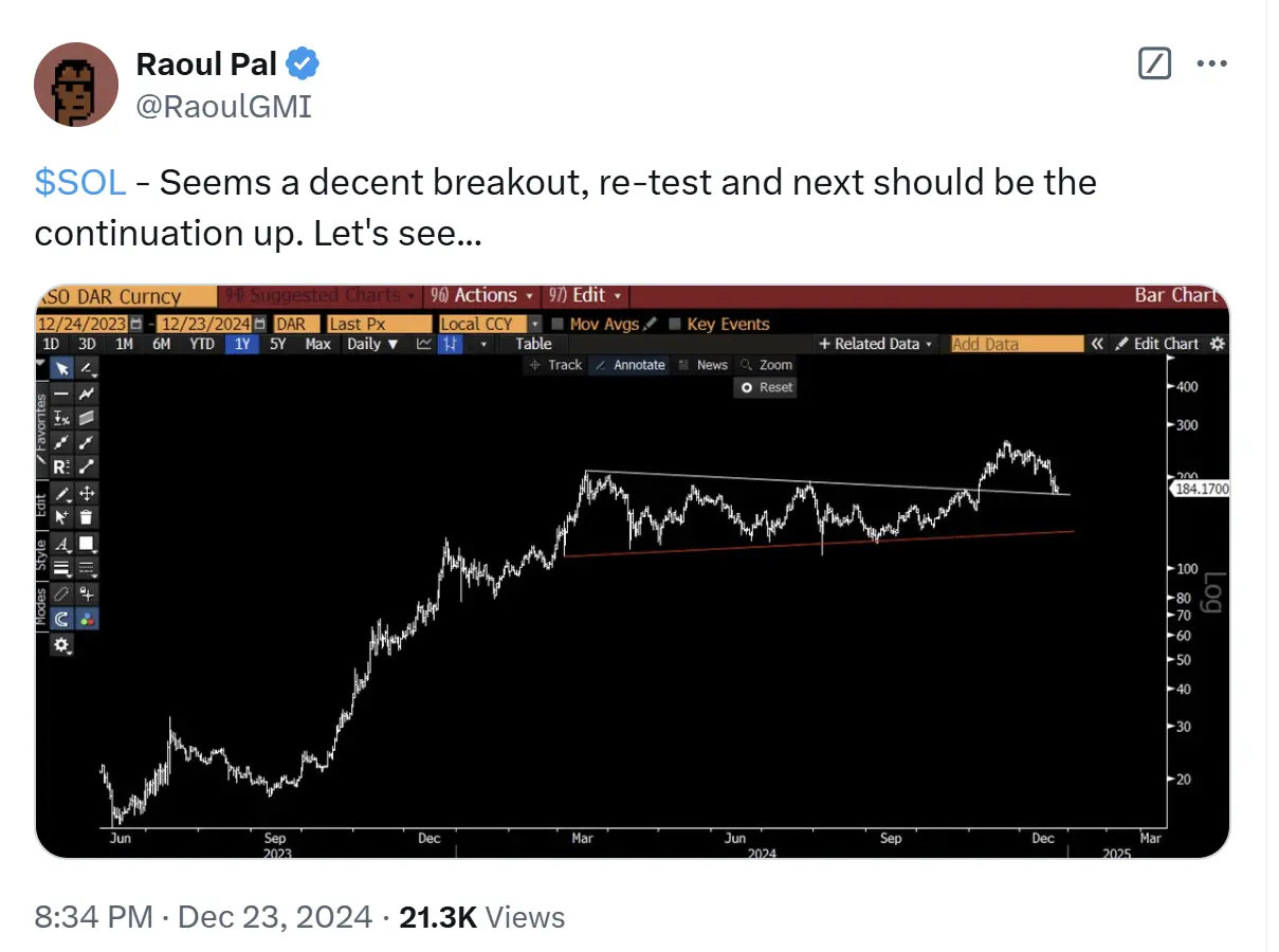 Real Vision 创始人：SOL 接下来应该会继续上涨