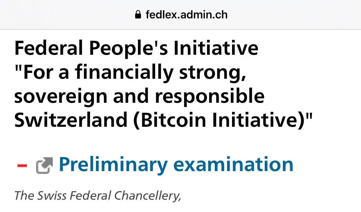 Switzerland initiates referendum review process to incorporate Bitcoin into the national financial system