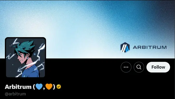 Arbitrum 官方 X 账户头像修改为 Azuki 系列图片
