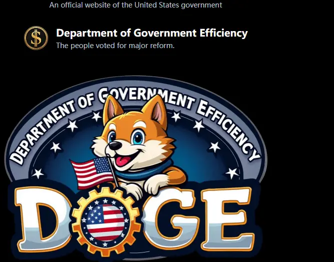 The official website of the U.S. government's efficiency department has changed its logo, which still includes Shiba Inu elements