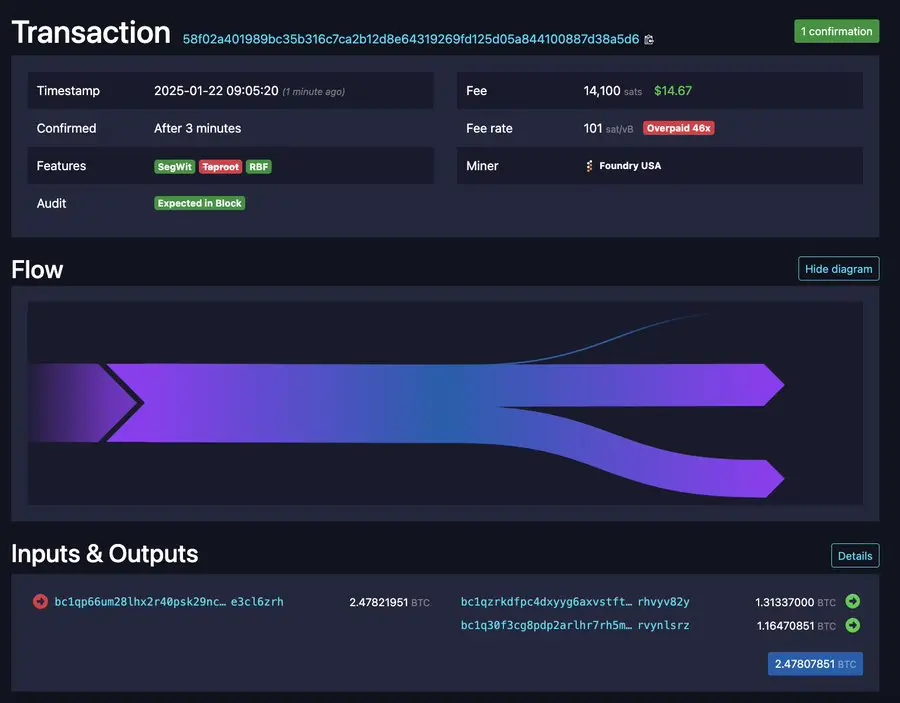 数据：某匿名用户向丝绸之路创始人 Ross Ulbricht 支持基金捐赠 1 枚 BTC