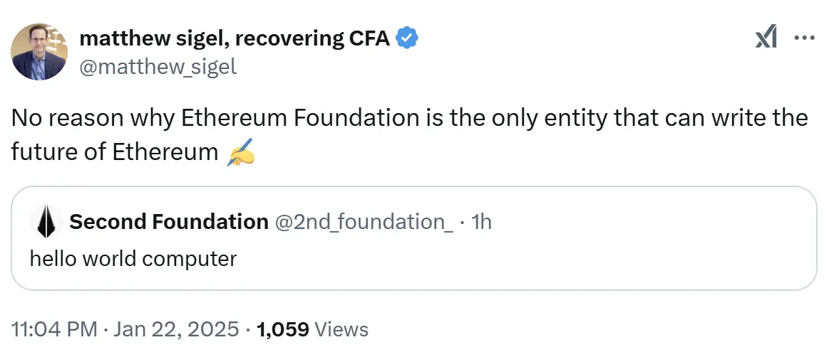 VanEck 高管发文支持以太坊第二基金会