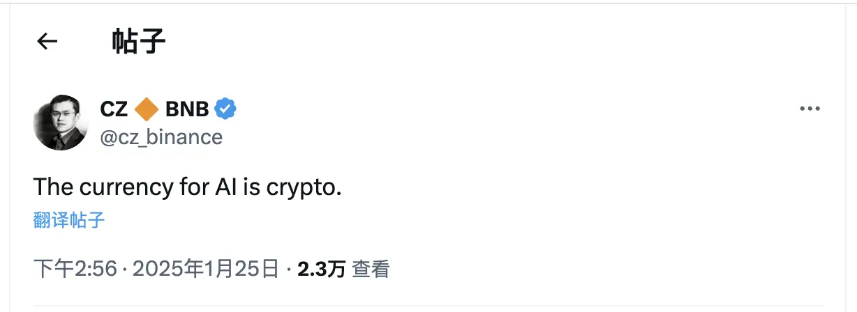 趙長鵬:人工智慧的貨幣是加密貨幣