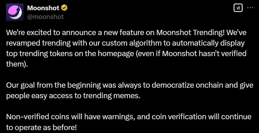 LIBRA tokens are registered only on Moonshot and not verified by the platform, which is the platform's latest feature