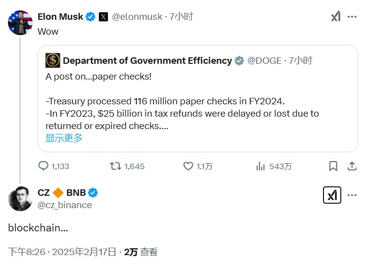 자오창펑은 마스크에게 전통적인 종이 영수증 대신 블록체인 기술을 사용할 것을 제안했다