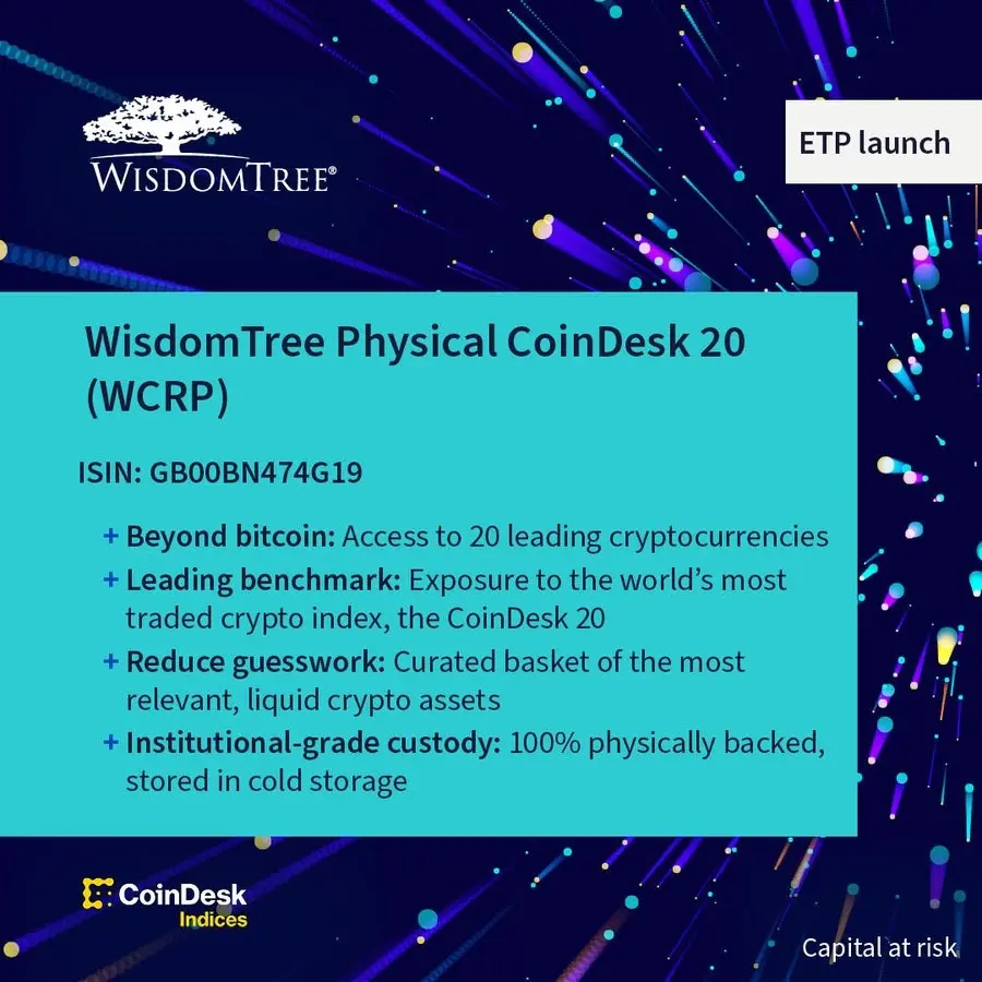 WisdomTreeは暗号ETP製品WCRPを発表し、複数の欧州取引所に上場しました。