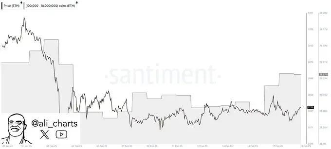 数据：过去 72 小时鲸鱼买入约 43 万枚 ETH