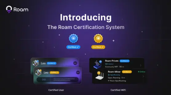 Roam 推出認證系統,提升網絡連接質量,解鎖空投獎勵和專屬盲盒