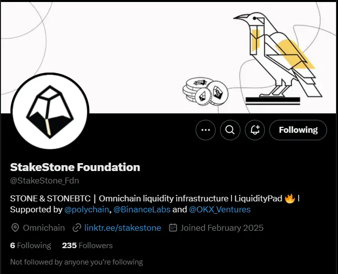 StakeStone opens StakeStone Foundation X account