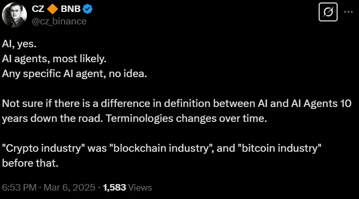 赵长鹏：AI 及 AI 代理可能成为未来十年趋势，但具体形式尚难预测