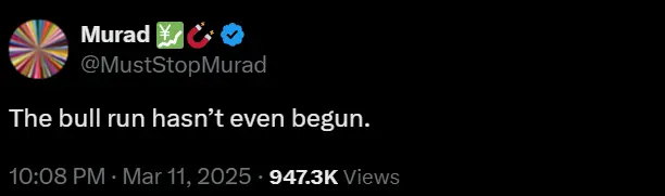 Meme coin KOL Murad: The bull market has not started yet