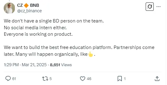 赵长鹏：Giggle Academy 팀원들은 모두 제품 개발에 집중하고 있으며, 후속 협력은 자연스럽게 발생할 것입니다