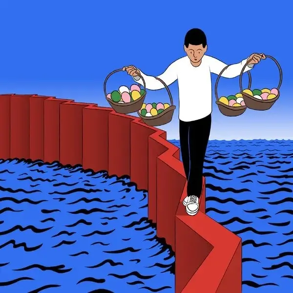 왼쪽의 다리에서 오른쪽의 빵까지, 왼쪽 항구에서 오른쪽의 금까지, 시장은 어떤 변화를 겪고 있나요?