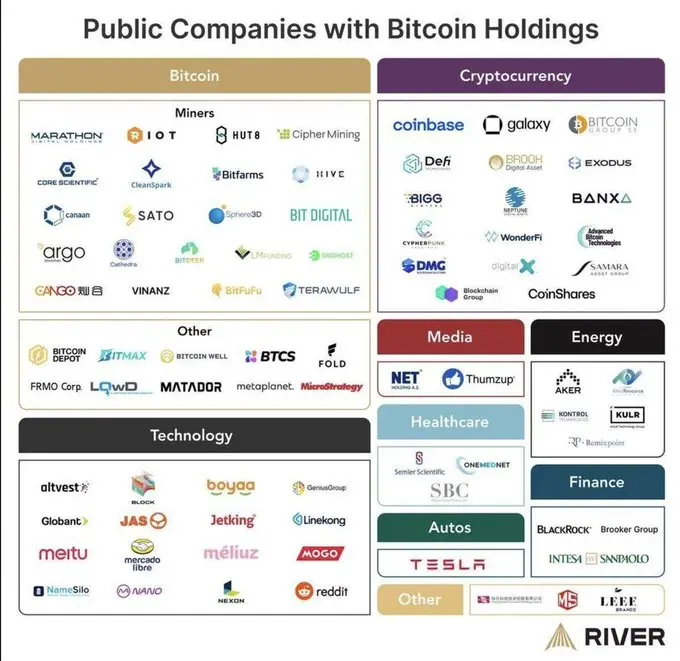 데이터: 100개의 상장 회사가 비트코인 자산을 보유하고 있음