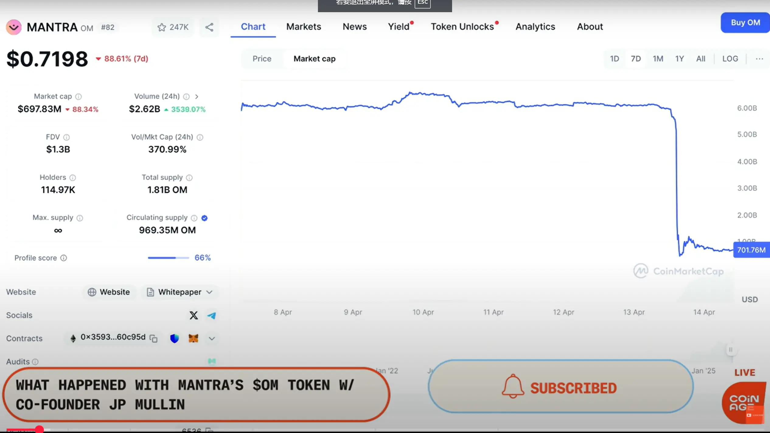 Mantra 联合创始人揭秘:50 亿美元 OM 代币崩盘,真成“Luna 2.0”?