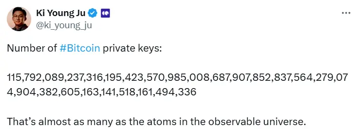 CryptoQuant Founder: The Total Number of Bitcoin Private Keys Approaches the Number of Atoms in the Observable Universe