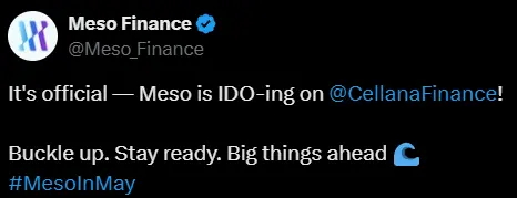 DeFi platform Meso Finance will conduct IDO on Cellana Finance