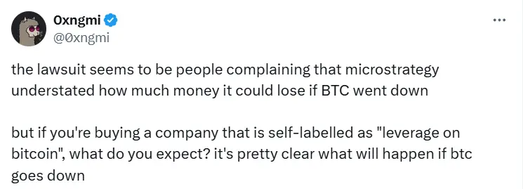 Defillama 创始人评 Strategy 遭起诉：投资者需了解 BTC 潜在风险