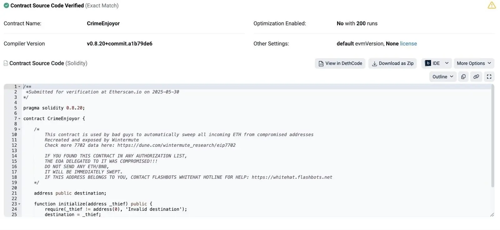 Wintermuteは、Ethereumの委託契約における悪意のあるコードを警告するCrimeEnjoyorツールを発表しました。