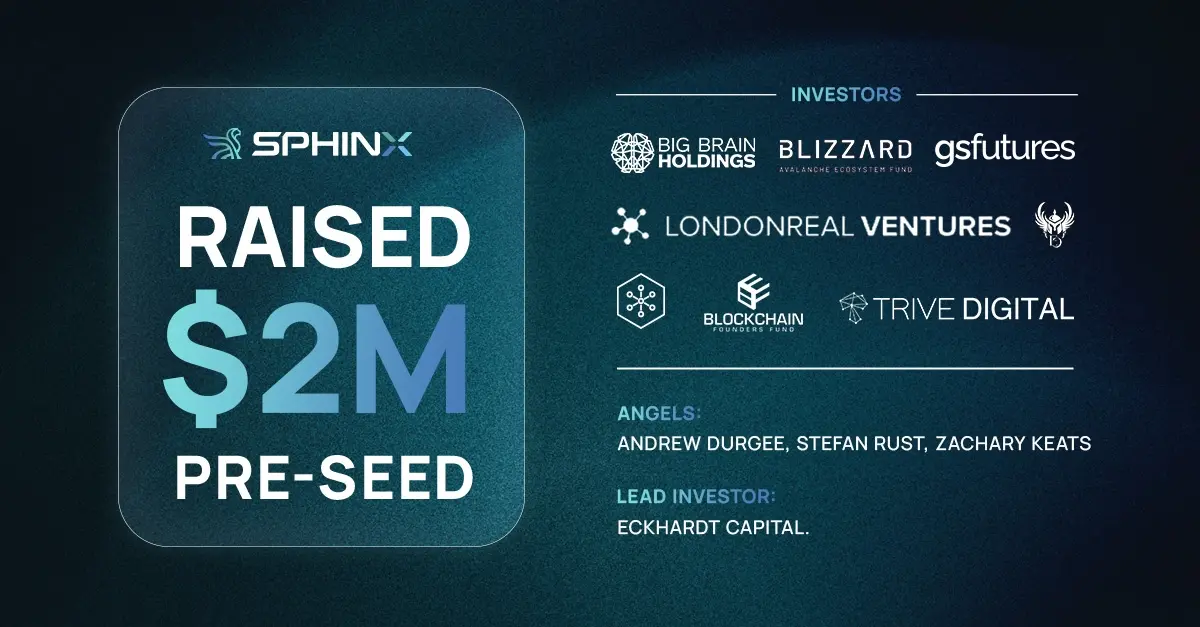 オンチェーンデリバティブ取引プラットフォームSphinxが200万ドルのプレシードラウンドの資金調達を完了、Eckhardt Capitalが主導。