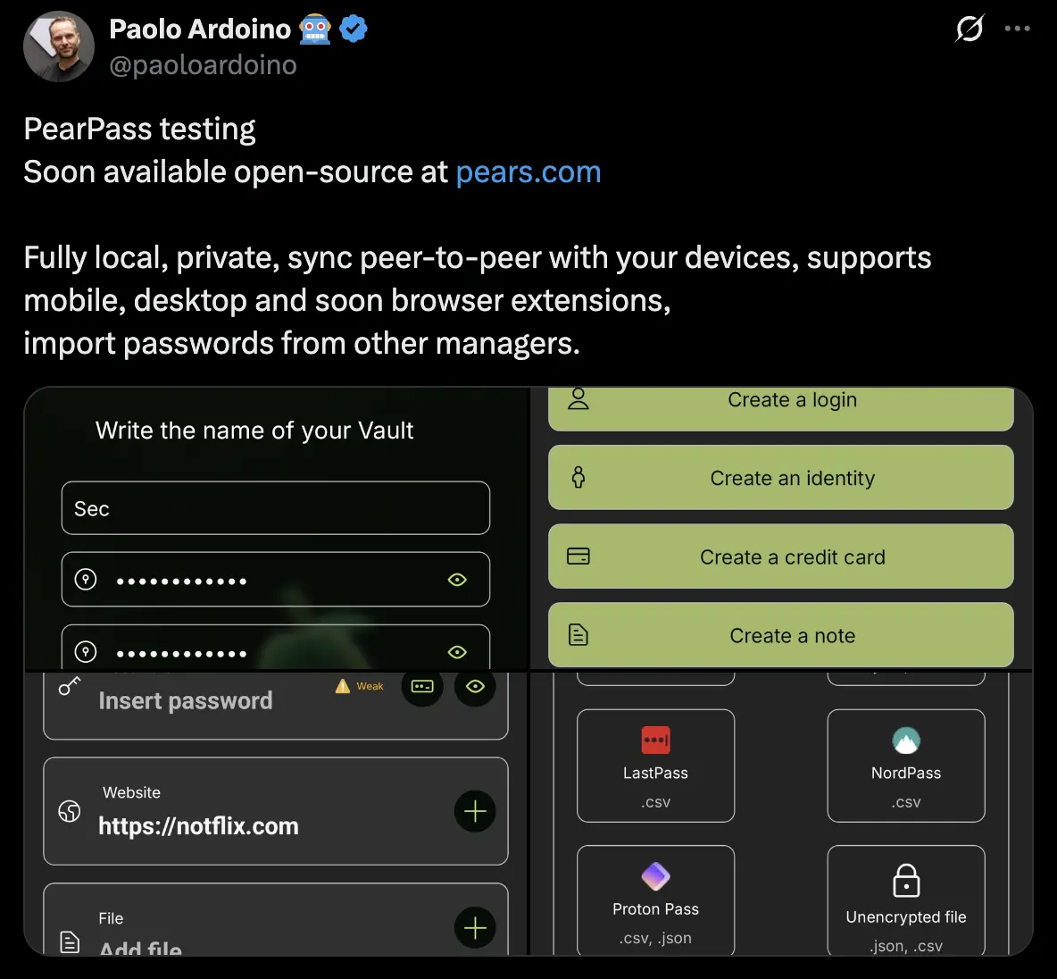 Tether CEO：開源密碼管理器 PearPass 正在進行測試並即將開源