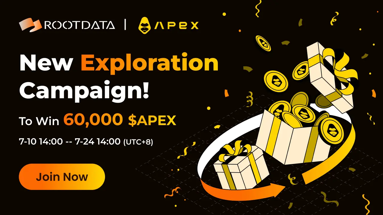 RootDataは新しいポイントシステムとイベントを開始し、ApeXと共に60,000枚のAPEXインセンティブプールを発表しました。