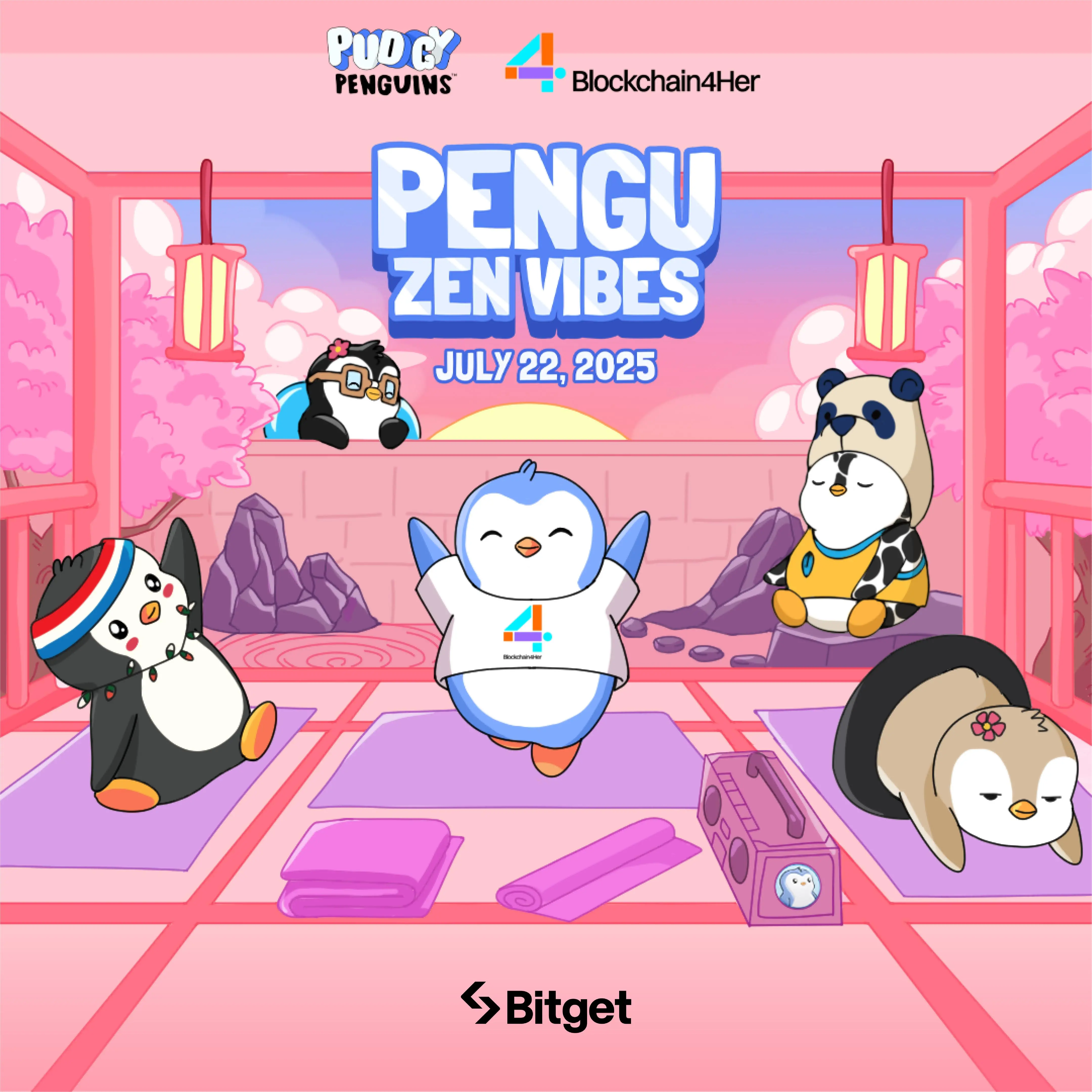 🧘‍♀️ Blockchain4Her: Pengu Yoga Flow with Gracy Chen and Bitget cover image