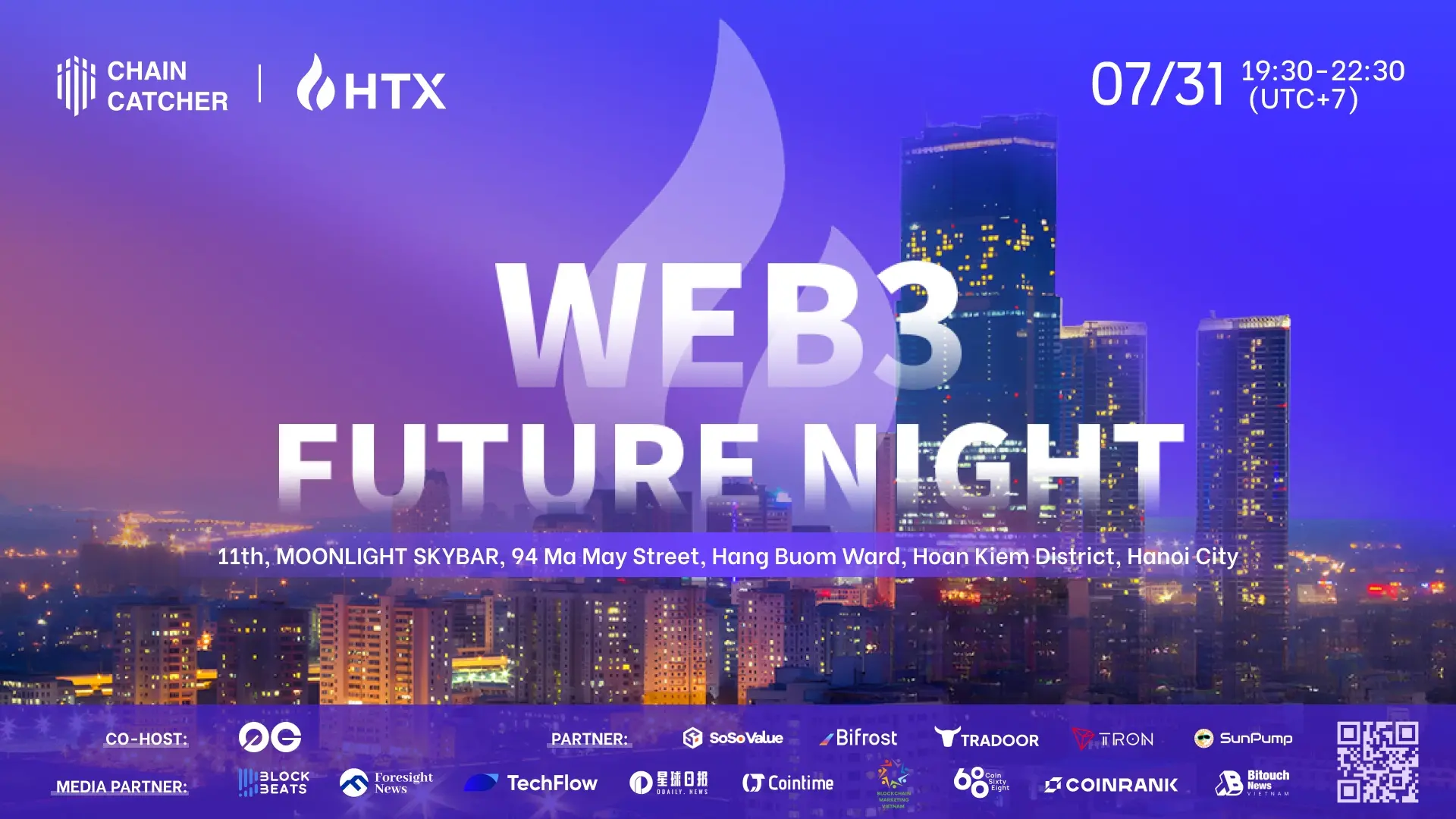 ChainCatcher × HTX 越南河内「Web3未来之夜」主题酒会将于今晚正式开启