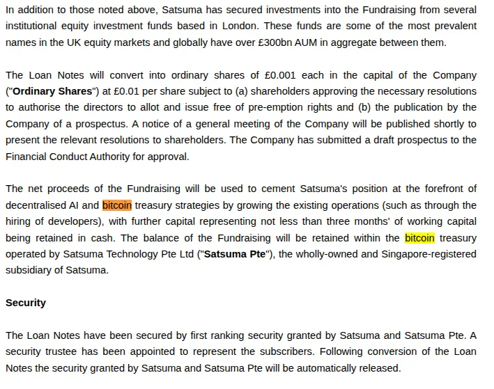 UK-listed company Satsuma completes $217.6 million financing, partly in BTC