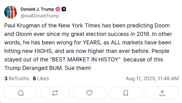 トランプは自らの経済政策を批判する経済学者を訴えるよう呼びかけた。