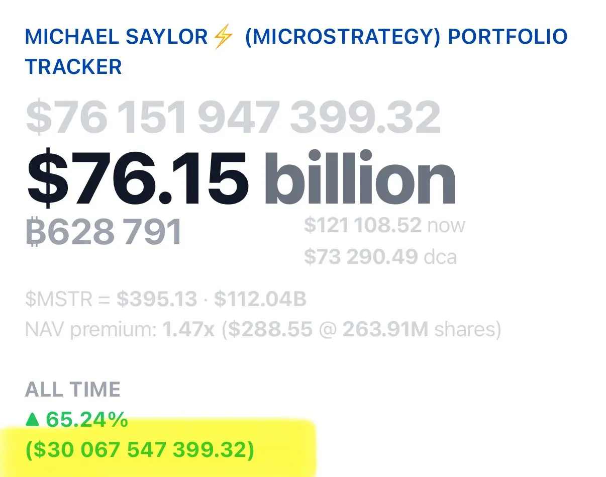 データ：Strategy 現在の投資ポートフォリオの未実現利益は 300 億ドルを超えています。