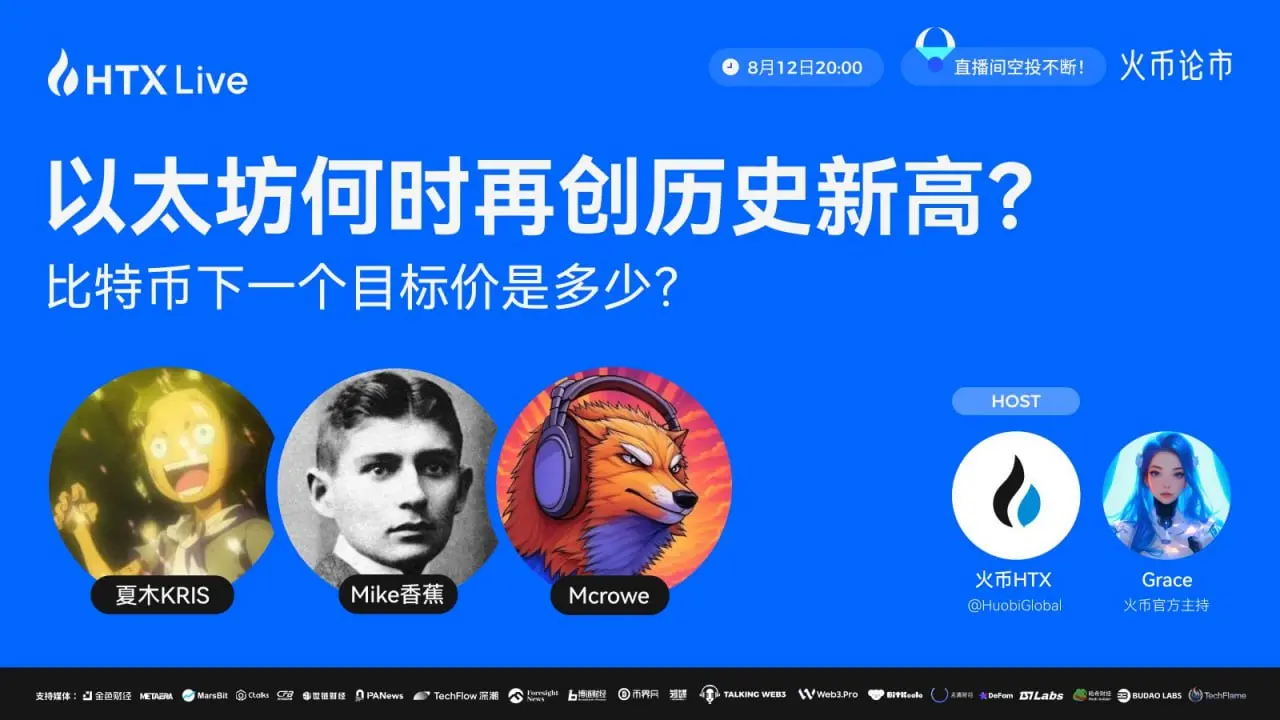 火币 HTX 将于今日 20 时举办主题直播：解析比特币、以太坊走势预测