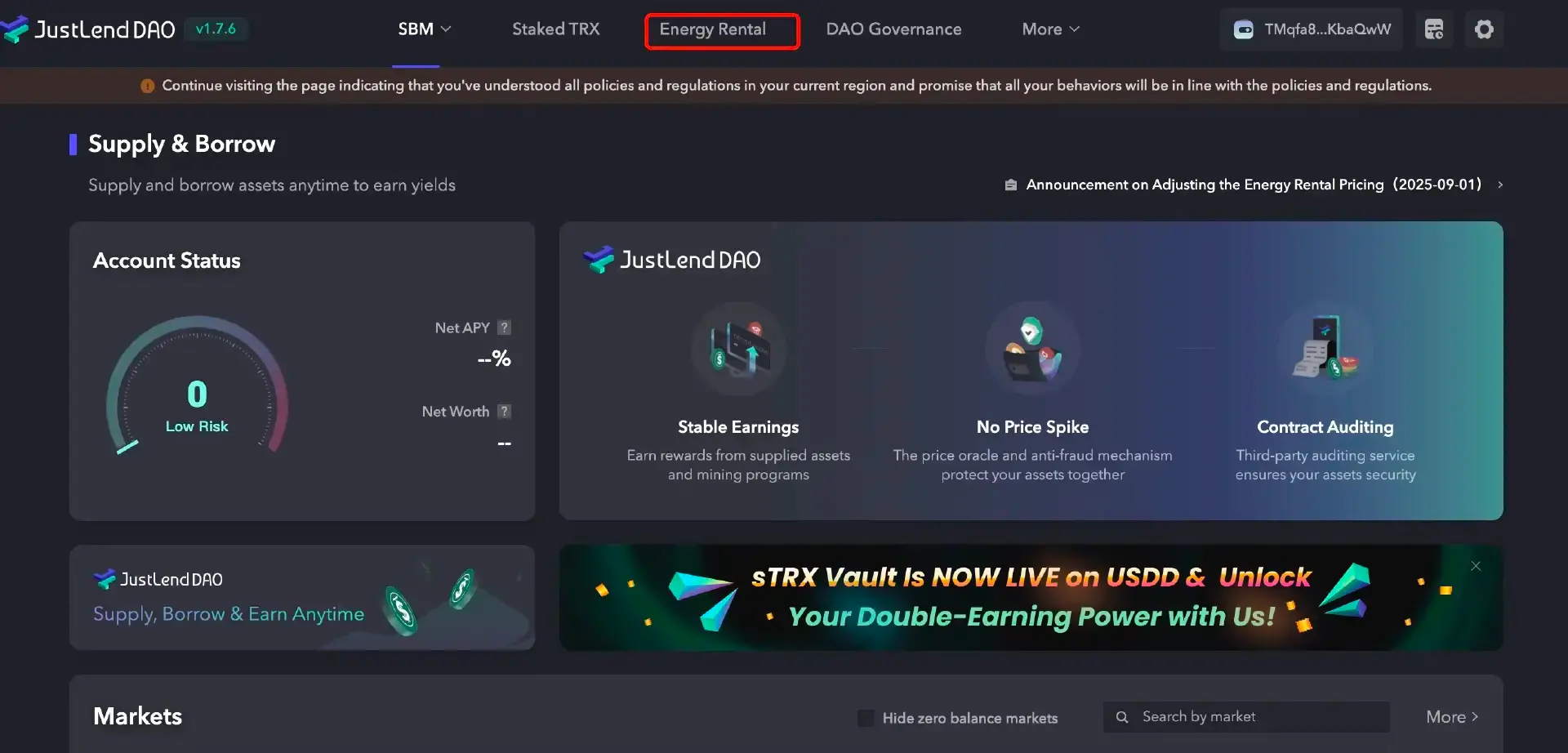 JustLend DAO能量租赁教程｜能量租赁费率重磅下调至8%，波场TRON全面降费助力用户低成本参与生态爆发