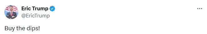 Eric Trump：逢低買入
