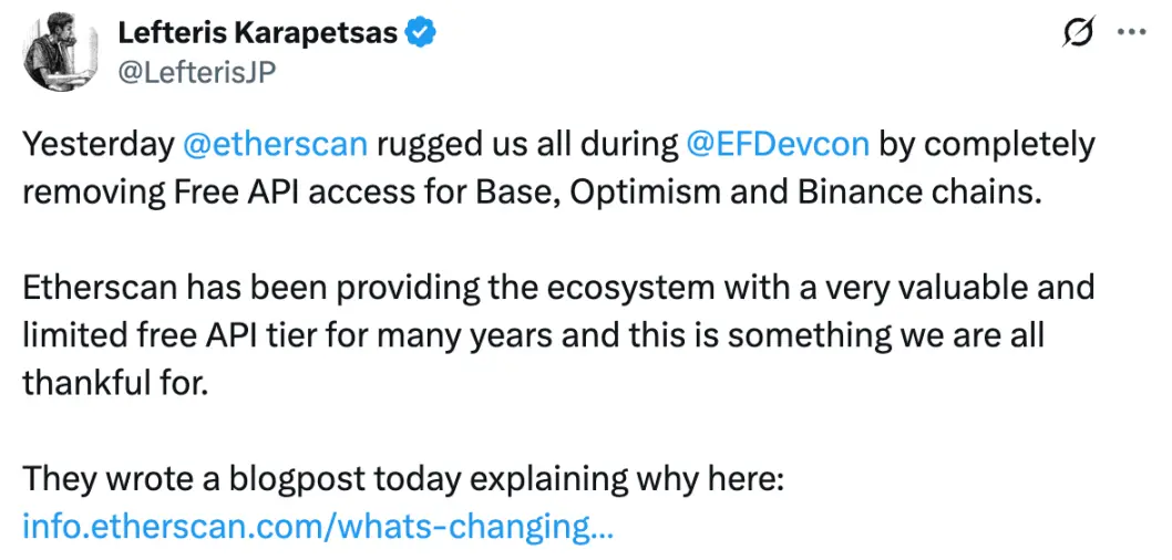 Etherscan's sudden charging unexpectedly exposes the data dependency contradiction in the Ethereum ecosystem