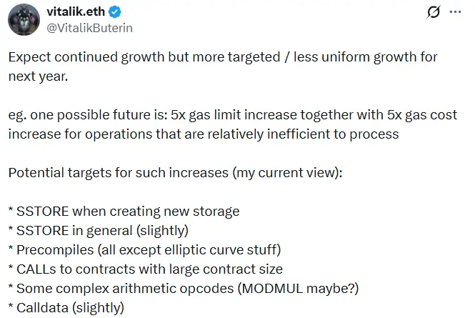 ヴィタリック：来年もイーサリアムのガス上限は引き続き増加すると予想される