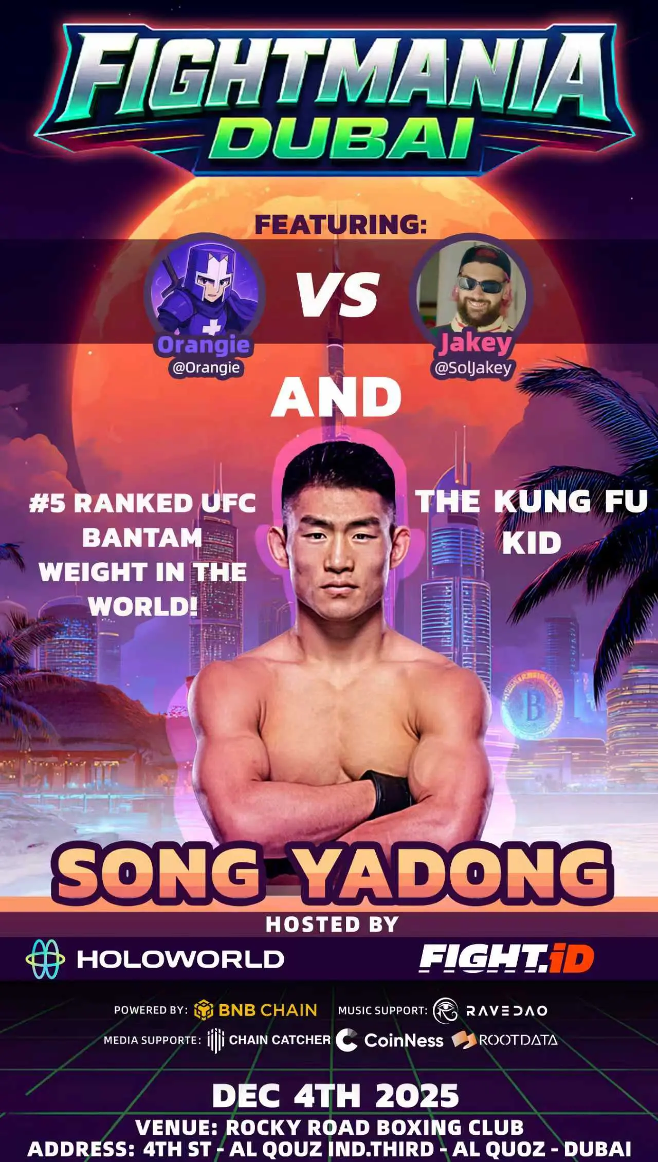 FightManiaDUBAIは12月4日にドバイでレスリングイベントを開催し、UFCスターのパフォーマンスとDegenコミュニティのインタラクションを融合させます。