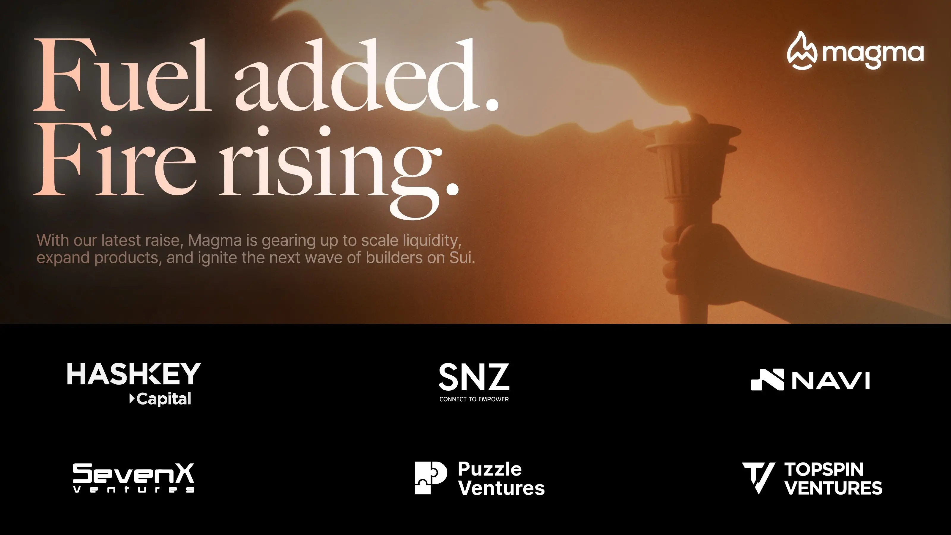 Magma Finance, the adaptive liquidity engine on the Sui chain, has completed a $6 million financing round, with participation from HashKey Capital and others