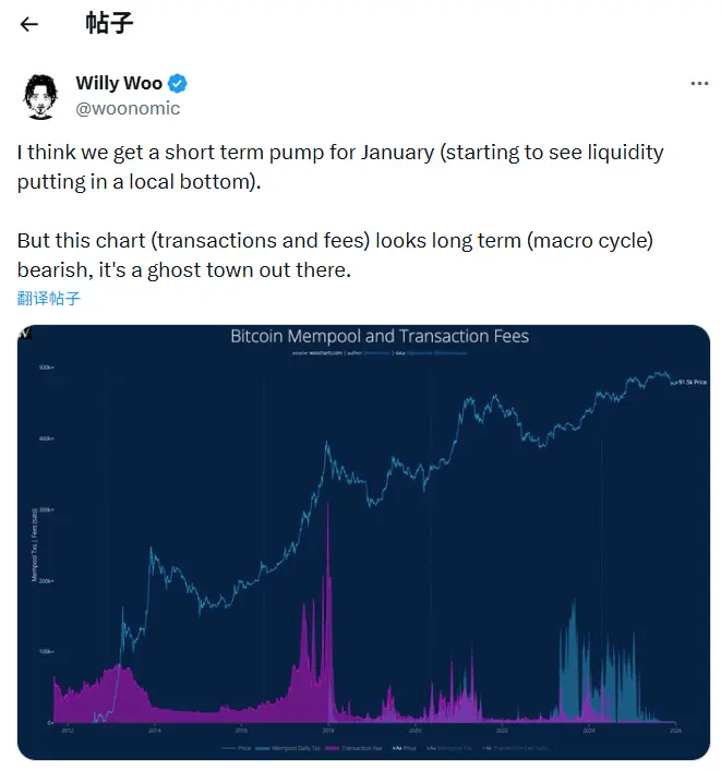 Willy Woo：1월에는 단기 바닥 반등이 있을 것이다