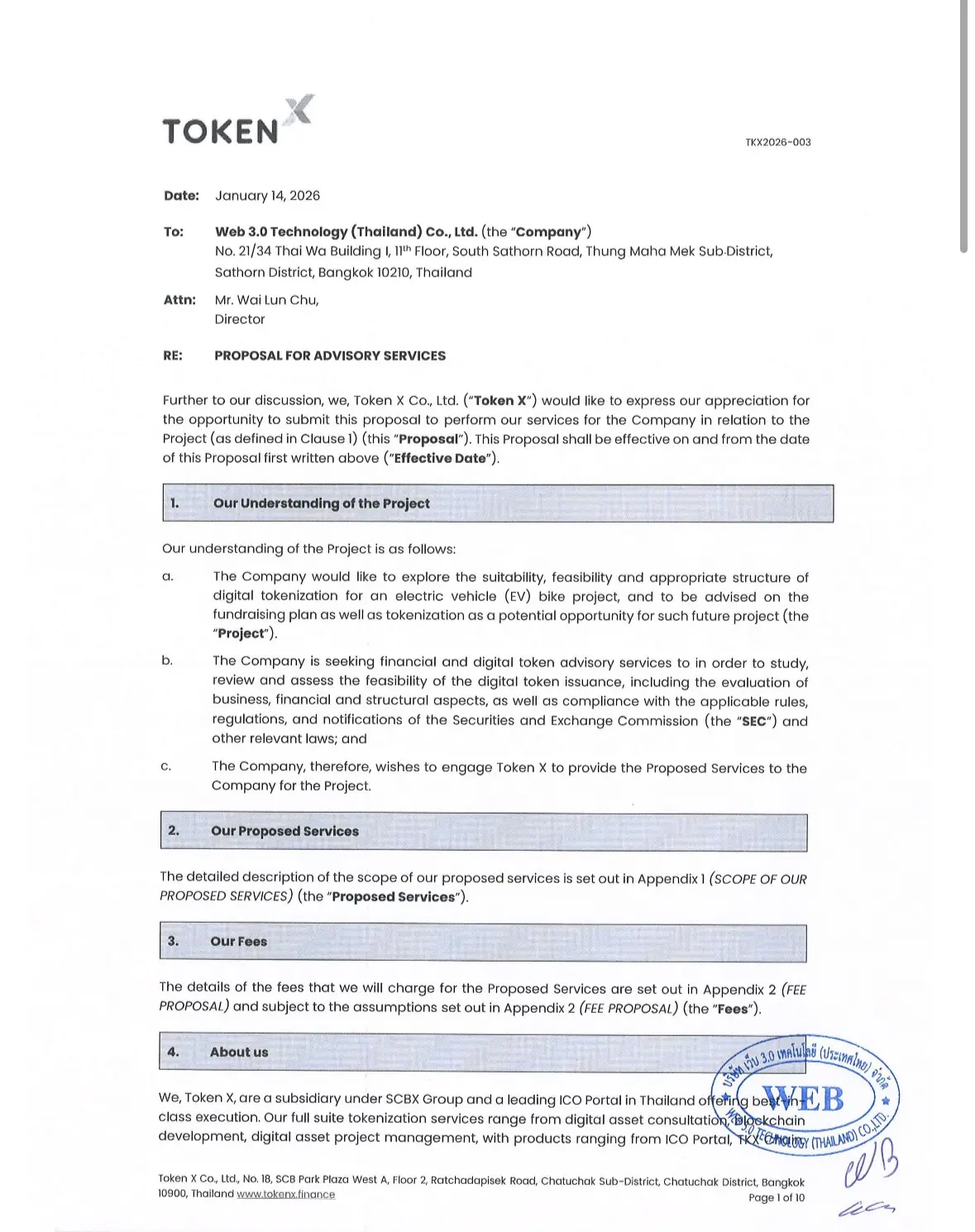 【泰國進度】Web3.0 Technology(Thailand)Co., Ltd.與泰國 Token X 對 EV Bike 項目正式達成合作