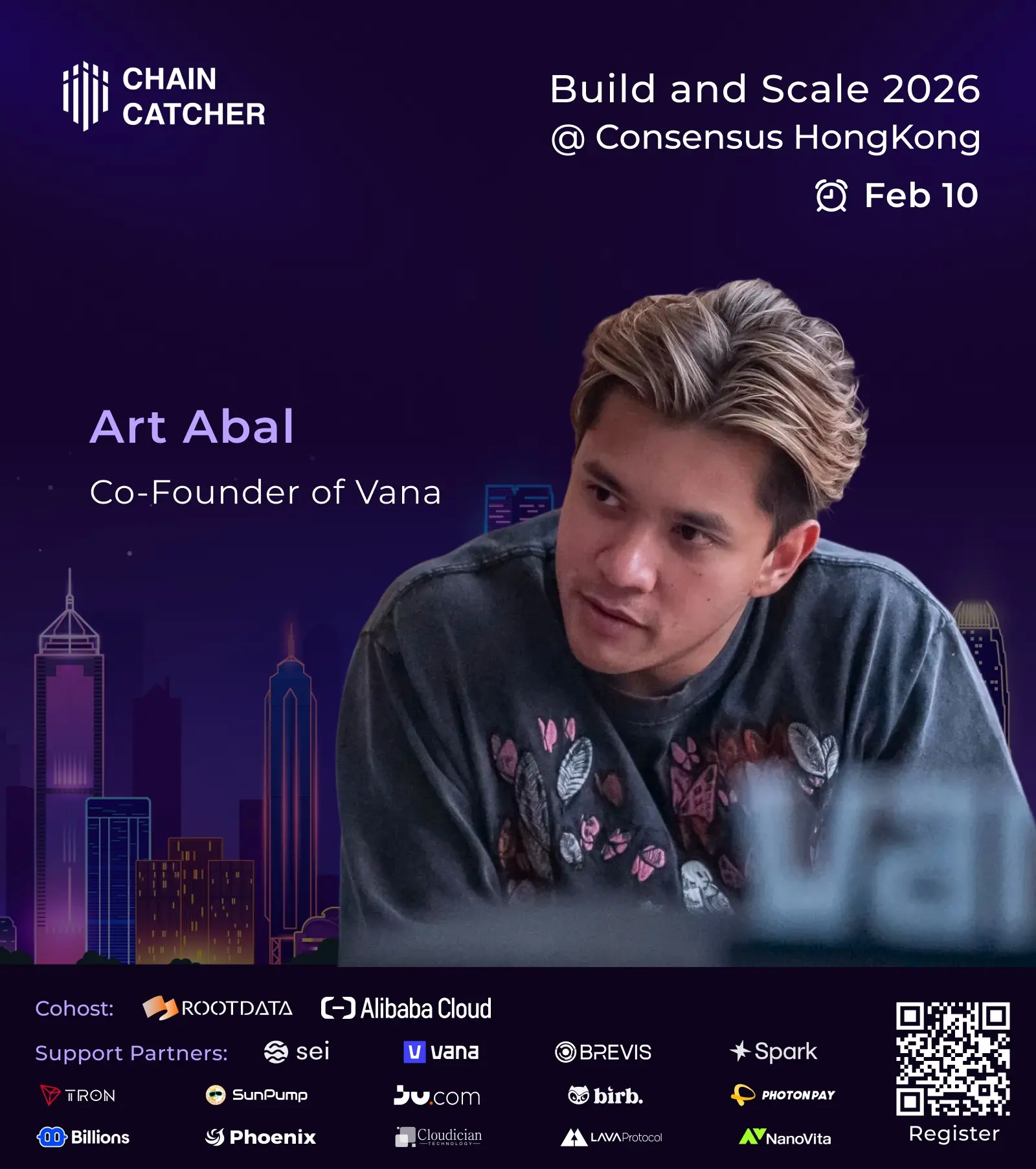 Vana co-founder Art Abal confirmed attendance at the ChainCatcher Hong Kong forum themed