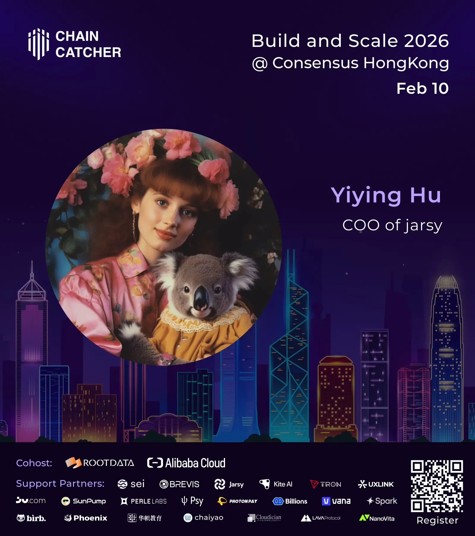 Jarsy 首席运营官 Yiying Hu 确认出席 ChainCatcher 香港「Build and Scale in 2026」主题论坛  