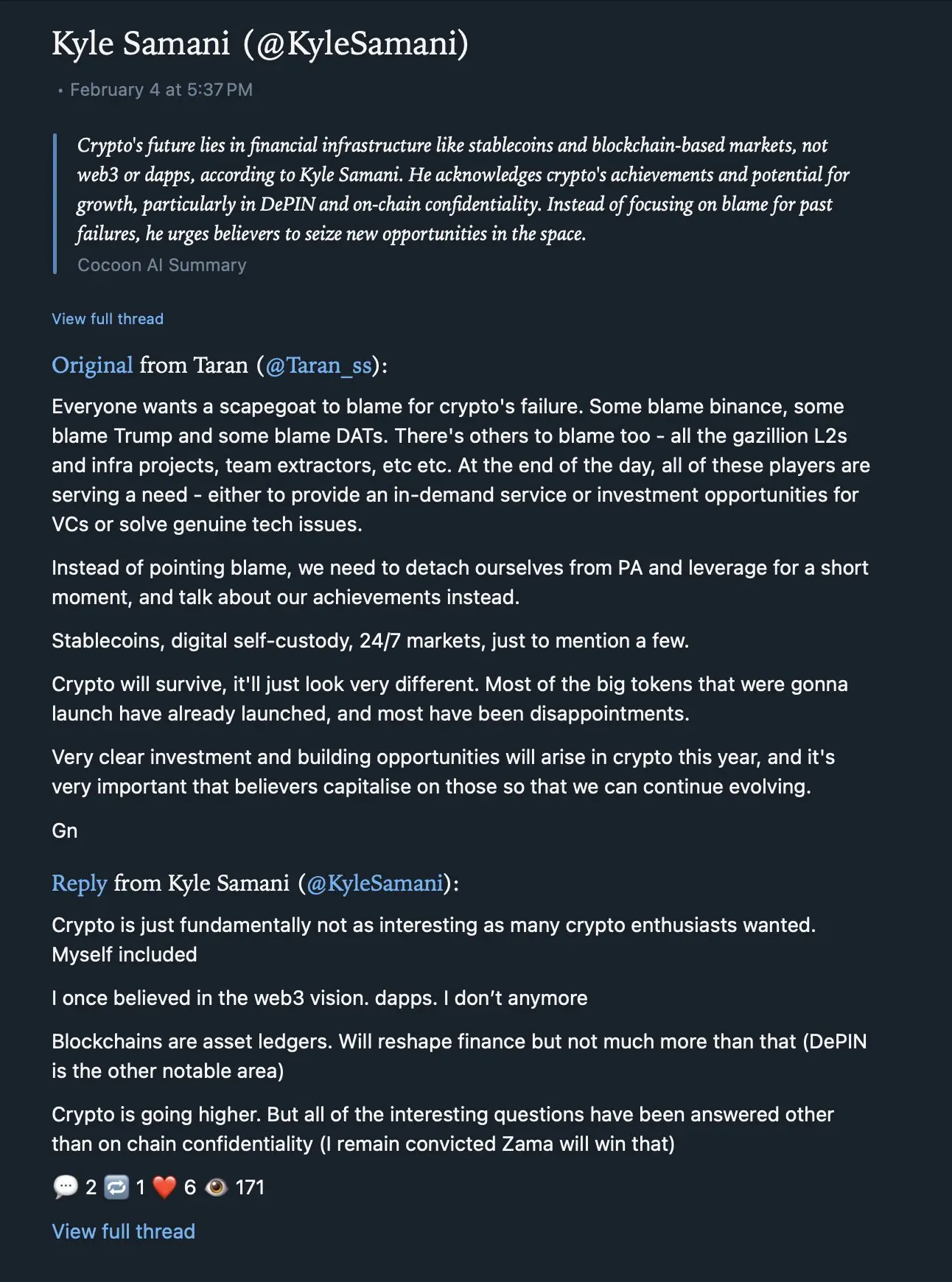Multicoin 공동 창립자가 퇴사 전 삭제한 트윗: 더 이상 Web3의 비전을 믿지 않는다