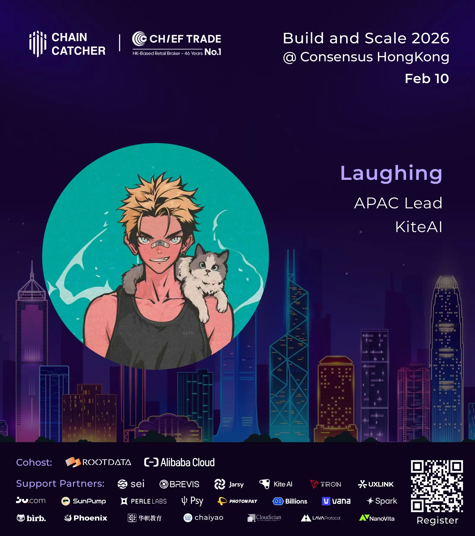 KiteAI Asia Pacific Head Laughing confirmed attendance at the ChainCatcher Hong Kong